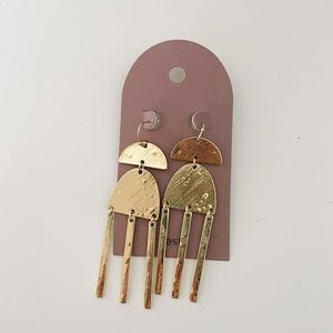 Post // Drop Earrings Hammered Gold/Brass
